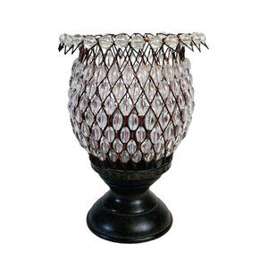 Home Interiors Beaded Wire Candle Holder Pedestal Base Glass Beads Home Decor